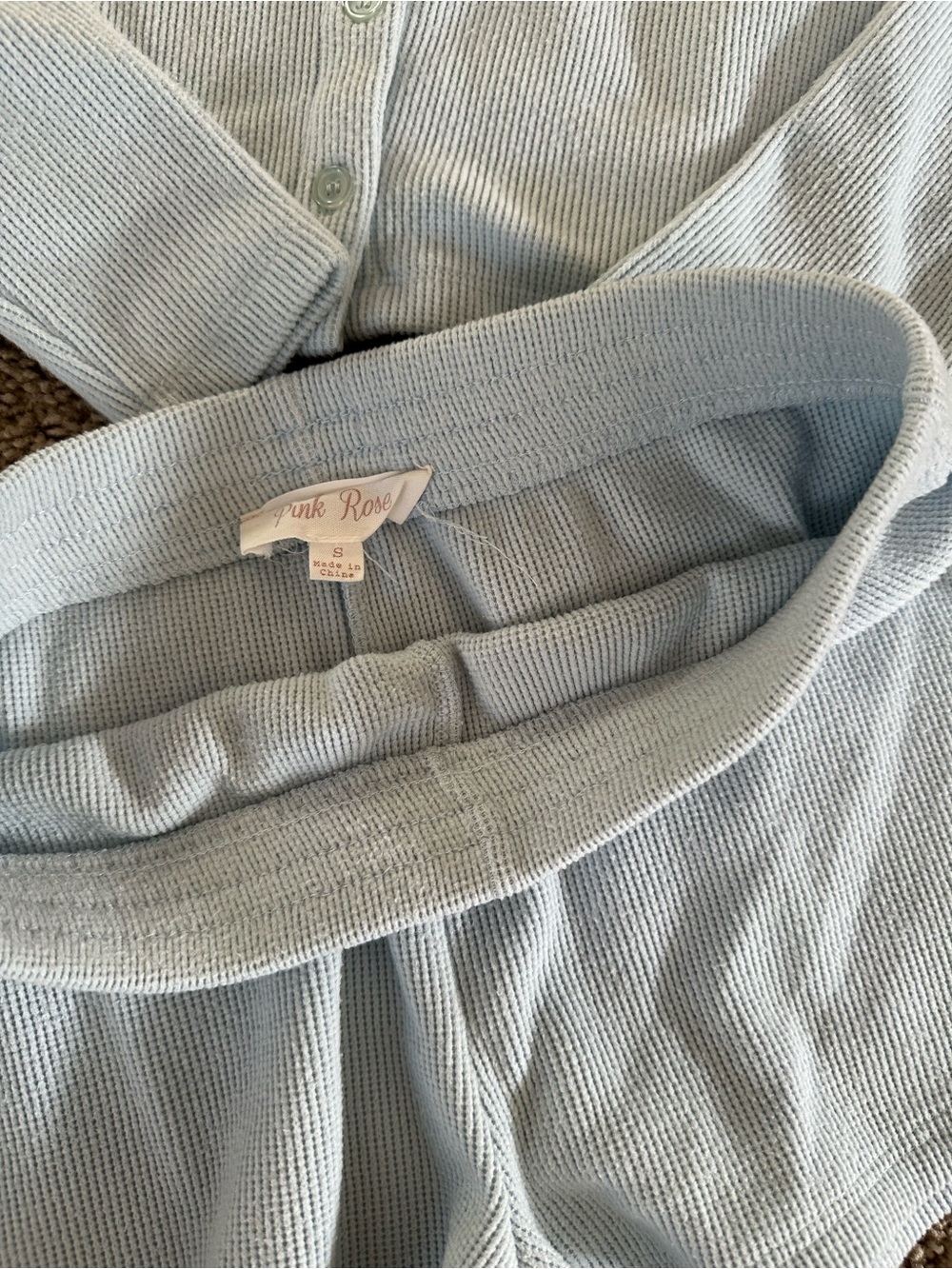 Light Blue Ribbed Button-Front Sleep Set - Women's Intimates - Picture 3 of 5